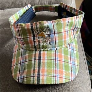 Green and Orange Plaid Visor Hat with Adjustable Strap- The salty dog cafe